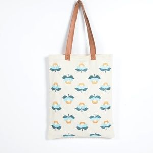 Floral bloom embroidered cotton tote bag